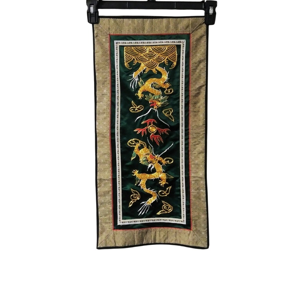 Vintage Chinese Silk Brocade Tapestry Qing Dynasty Dragon Embroidery
